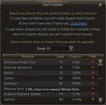Soul Crystals — main window