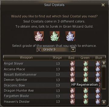 Soul Crystals — pick by weapon grade