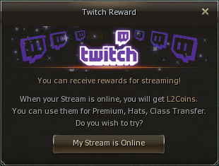 Real in-game screenshot — Twitch Reward popup
