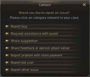 Contact Us window